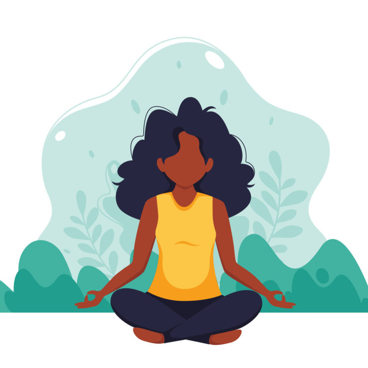 Illustration Of Woman Meditating In Nature