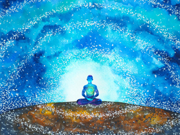 Watercolor Painting Of A Person Meditating