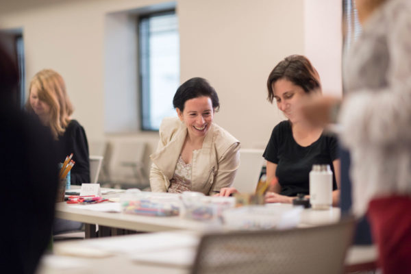 Drawing Gym Participants Laugh Together