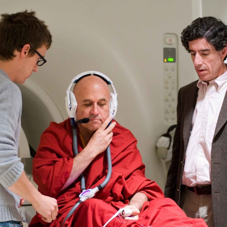 Photo of Richard Davidson and Matthieu Ricard fMRI lab Web