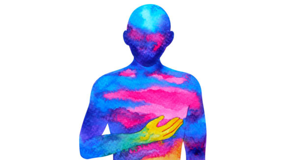 A Human Painted In Watercolor Holding A Hand Over Heart To Demonstrate The Link Between Stress In The Body And In The Mind